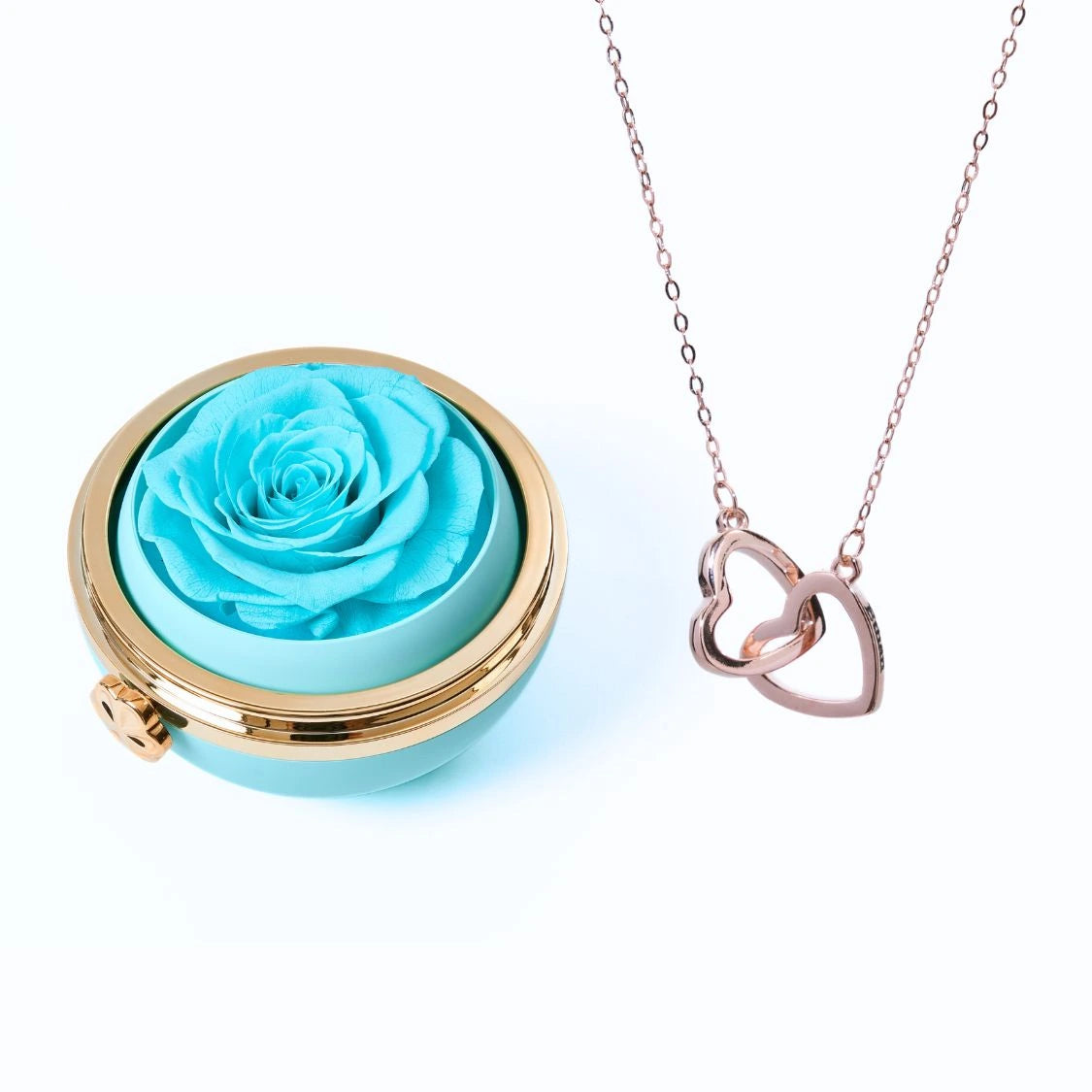 Interlocked Hearts | Necklace & Rose Gift
