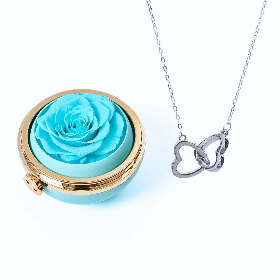 Interlocked Hearts | Necklace & Rose Gift