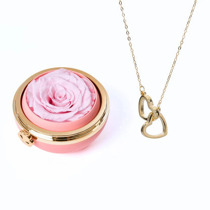 Interlocked Hearts | Necklace & Rose Gift