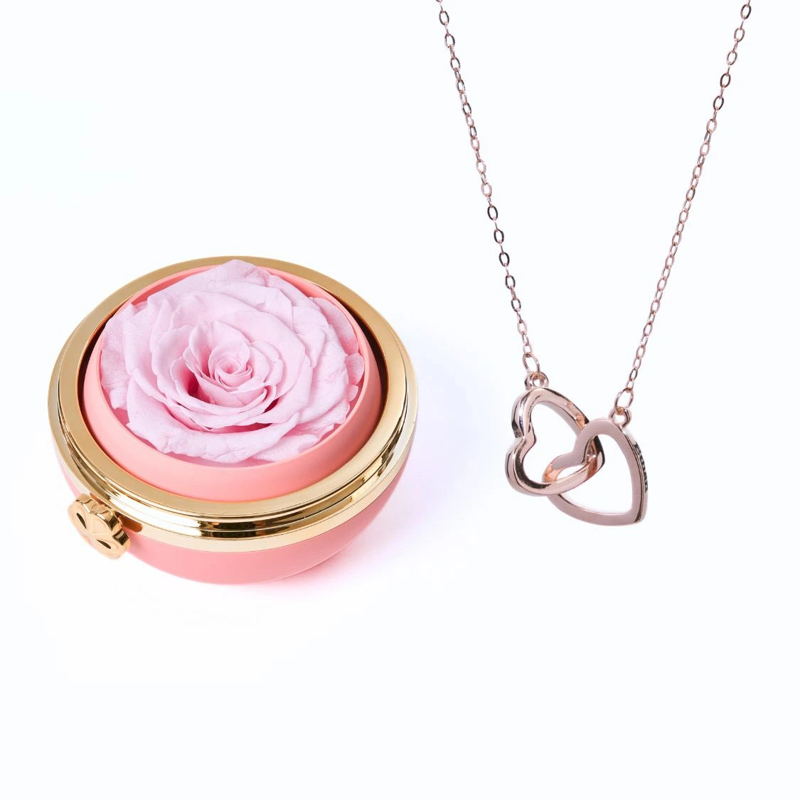 Interlocked Hearts | Necklace & Rose Gift