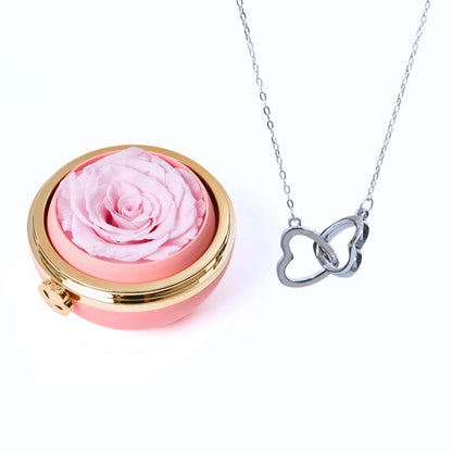 Interlocked Hearts | Necklace & Rose Gift