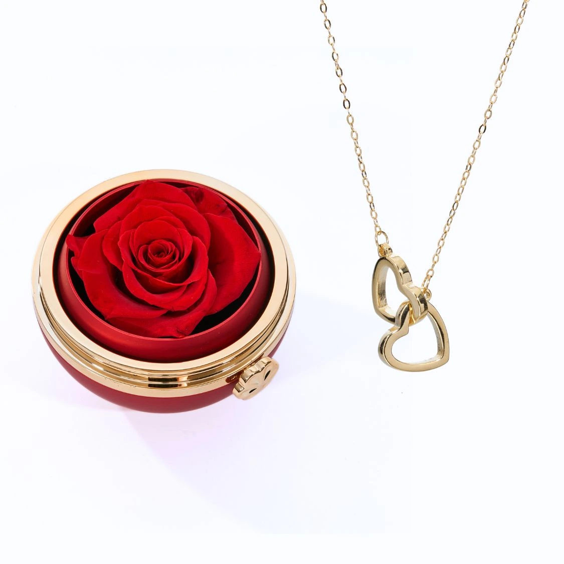 Interlocked Hearts | Necklace & Rose Gift