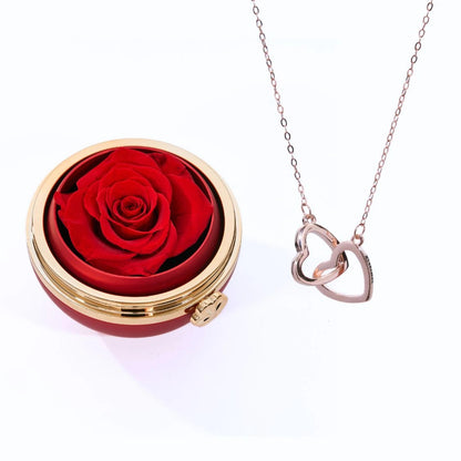 Interlocked Hearts | Necklace & Rose Gift