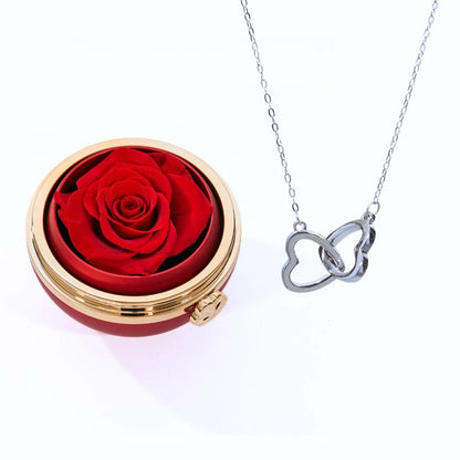 Interlocked Hearts | Necklace & Rose Gift