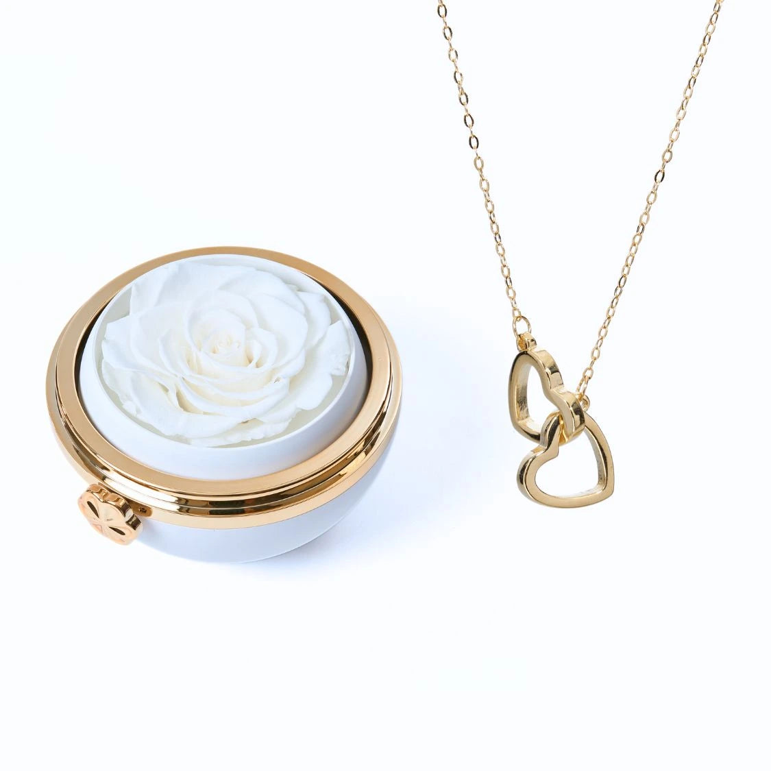 Interlocked Hearts | Necklace & Rose Gift