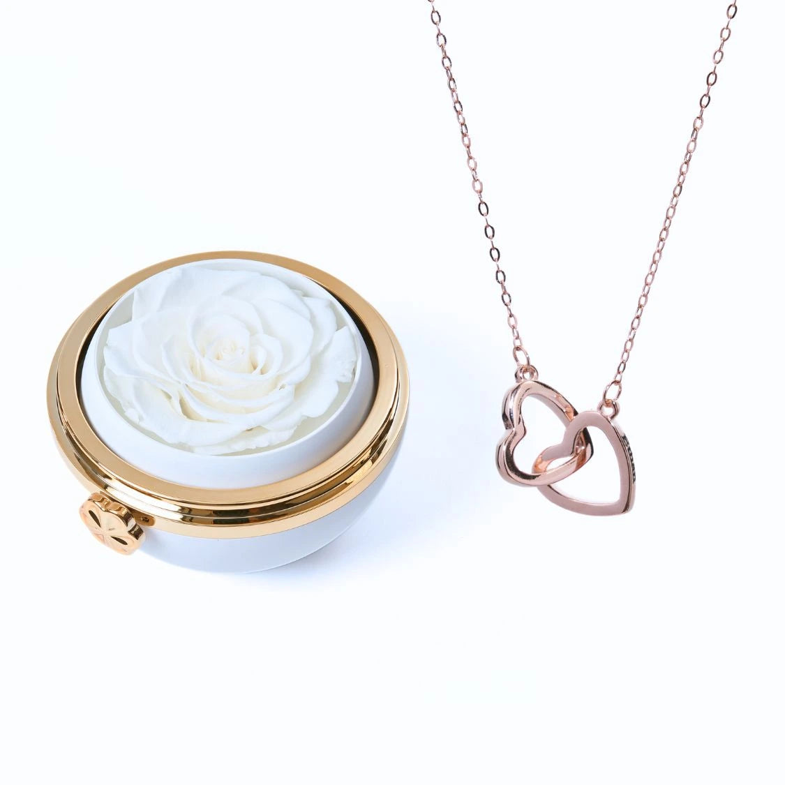 Interlocked Hearts | Necklace & Rose Gift