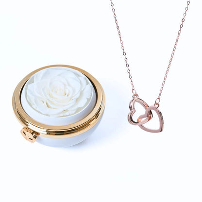 Interlocked Hearts | Necklace & Rose Gift