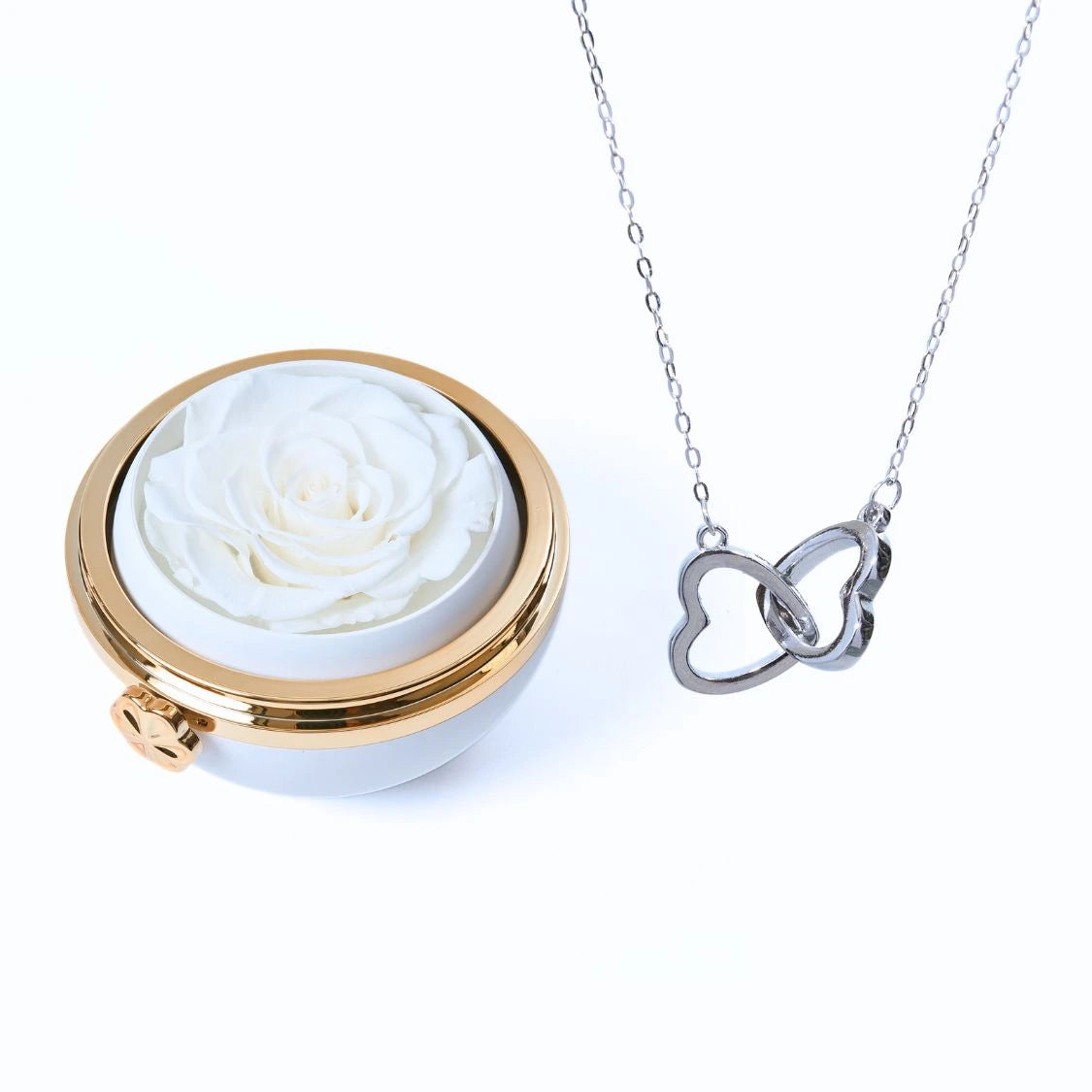 Interlocked Hearts | Necklace & Rose Gift