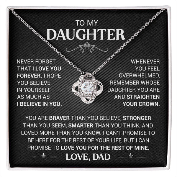 To My Daughter - Necklace with Love Knot